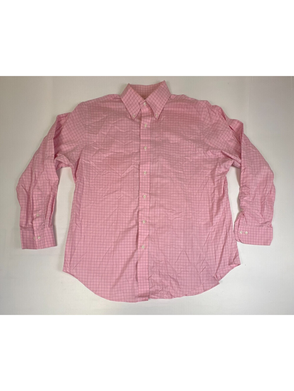 Lauren Ralph Lauren Men 17 34/35 Classic Fit Dress Shirt Pink Grid Cotton